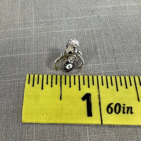 Vintage 14K white Gold BPOE Tack Pin with Ruby Chips and Diamond