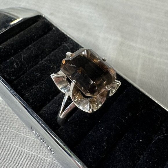Vintage TC Sterling Silver Smoky Topaz Ring size 7.5