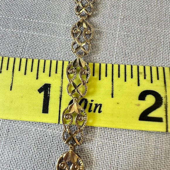Vintage 10K Gold Filigree Link Bracelet