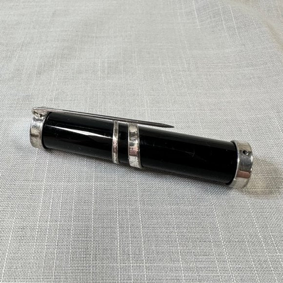 Antique Victorian Onyx Mourning Brooch Pin