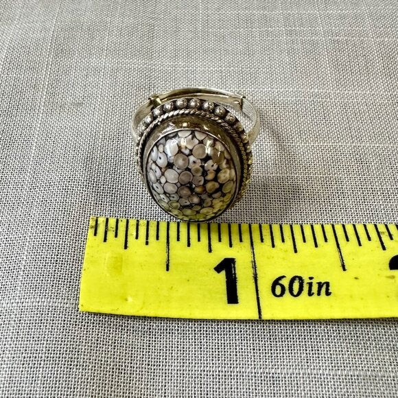 Vintage Snake Skin Agate Sterling Silver Ring