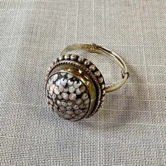 Vintage Snake Skin Agate Sterling Silver Ring