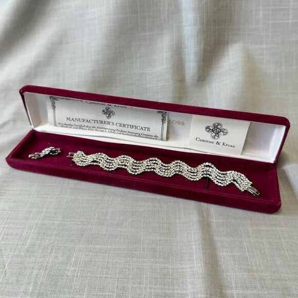 Vintage Camrose & Kross Wavy Rhinestone Bracelet with Extender