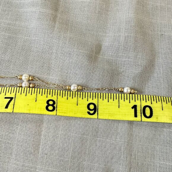 Vintage 10K Gold and Pearl Lariat Necklace