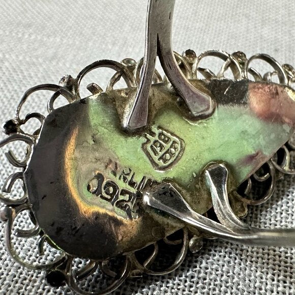 Vintage Mexico Sterling Silver and Green Onyx Teardrop Mask Ring size 7