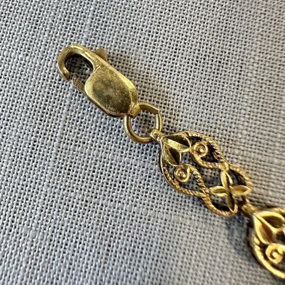Vintage 10K Gold Filigree Link Bracelet