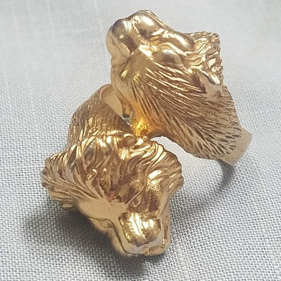 Vintage Napier signed Double Headed Lion Statement Ring