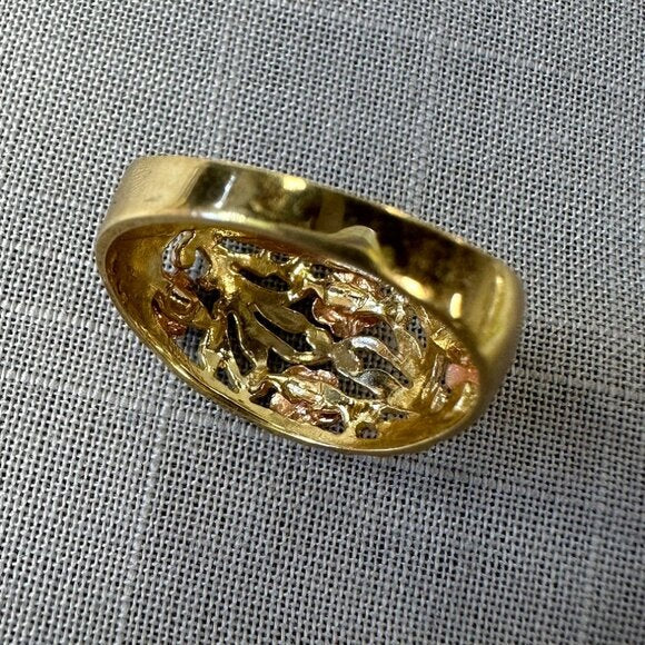 Vintage Black Hills 10K Gold Roses Filigree Ring size 6