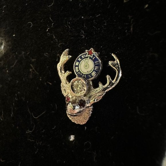Vintage 14K white Gold BPOE Tack Pin with Ruby Chips and Diamond