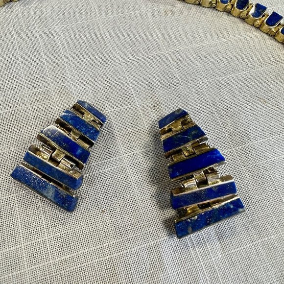 Vintage Smithsonian Institution Lapis Lazuli Sterling Necklace and Earrings