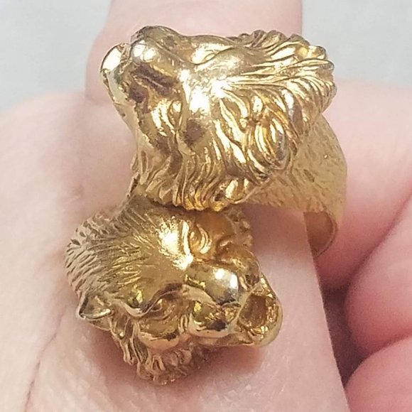Vintage Napier signed Double Headed Lion Statement Ring