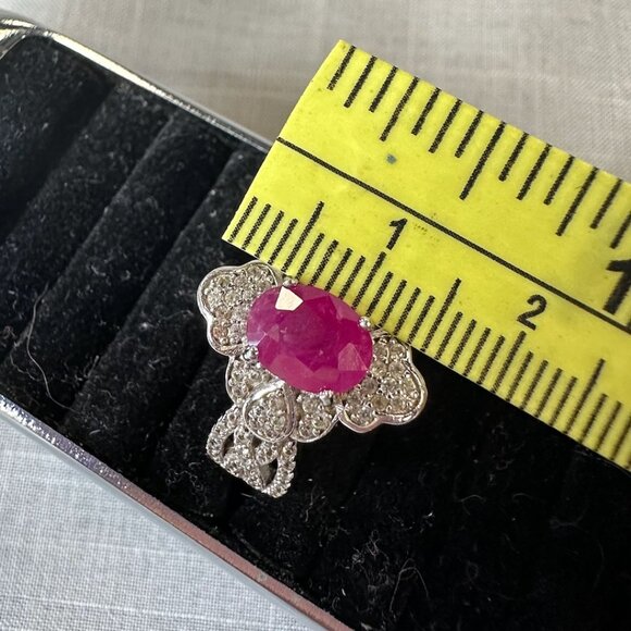 Vintage Style Sterling Silver Burmese Ruby Ring Size 6