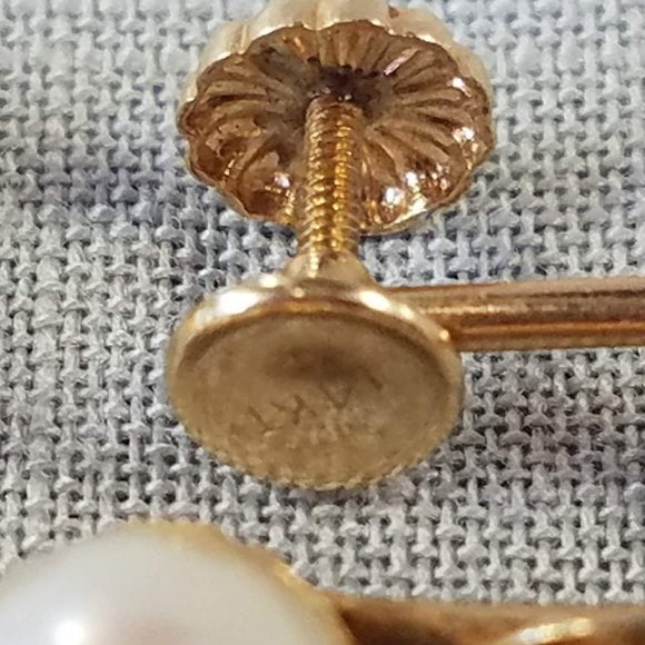 Vintage Double Cultured Pearl and 14K Gold clip-on earrings