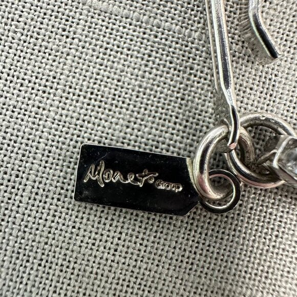 Vintage Monet Demi-Parure Rhinestone Bow Necklace and Clip on Earrings Set