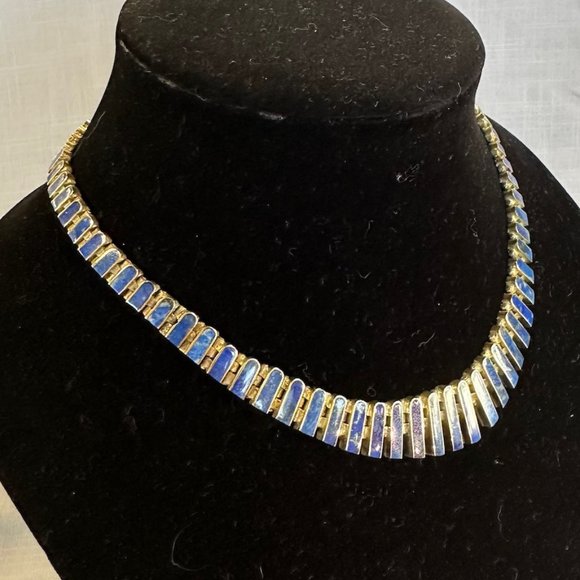 Vintage Smithsonian Institution Lapis Lazuli Sterling Necklace and Earrings