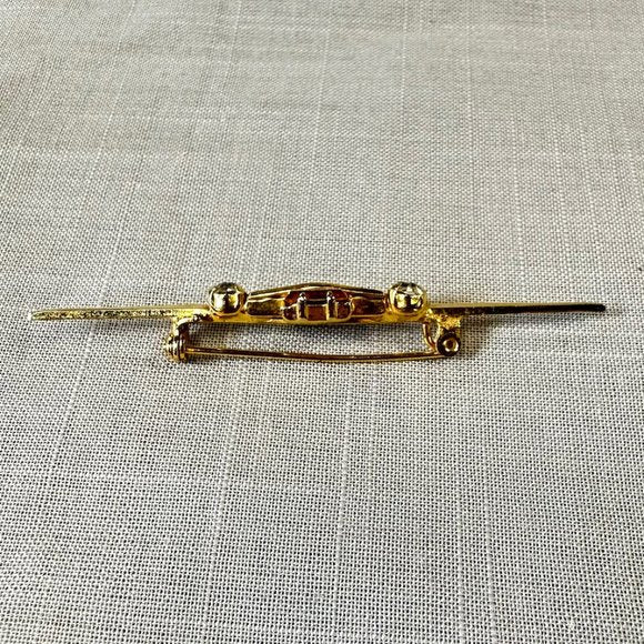 Vintage Antique Made in Austria Gold Bar Pin with Citrine Paste Stones