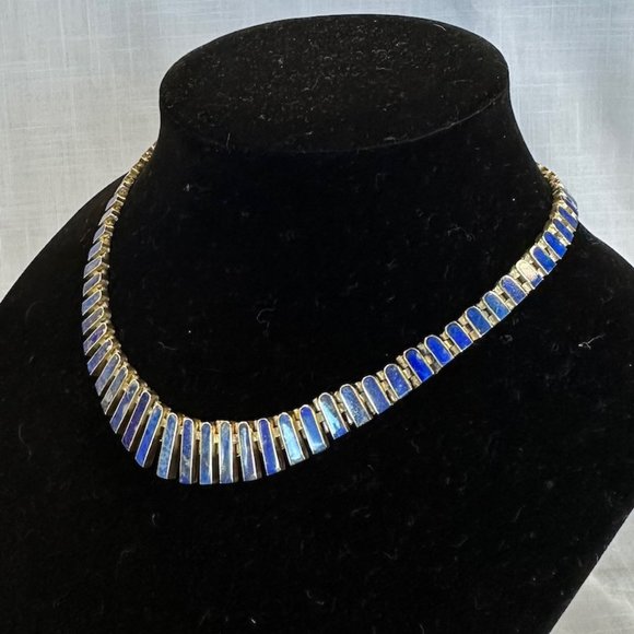 Vintage Smithsonian Institution Lapis Lazuli Sterling Necklace and Earrings