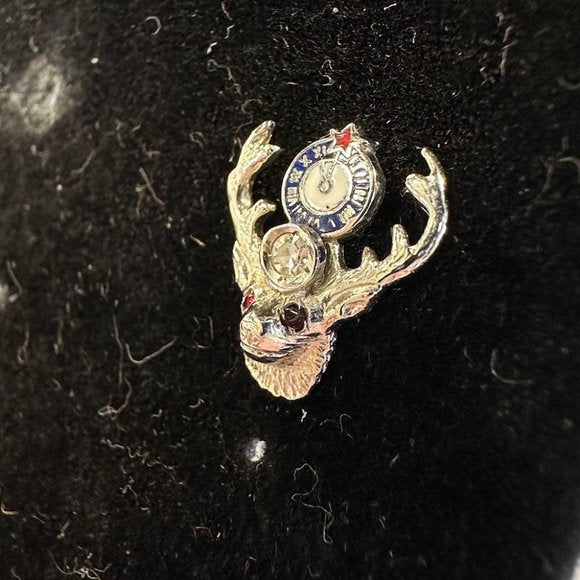 Vintage 14K white Gold BPOE Tack Pin with Ruby Chips and Diamond