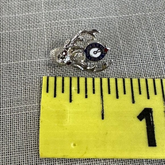 Vintage 14K white Gold BPOE Tack Pin with Ruby Chips and Diamond