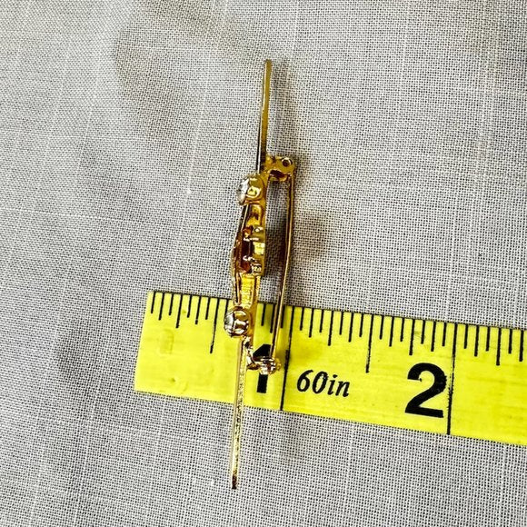 Vintage Antique Made in Austria Gold Bar Pin with Citrine Paste Stones