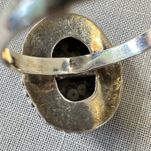 Vintage Snake Skin Agate Sterling Silver Ring