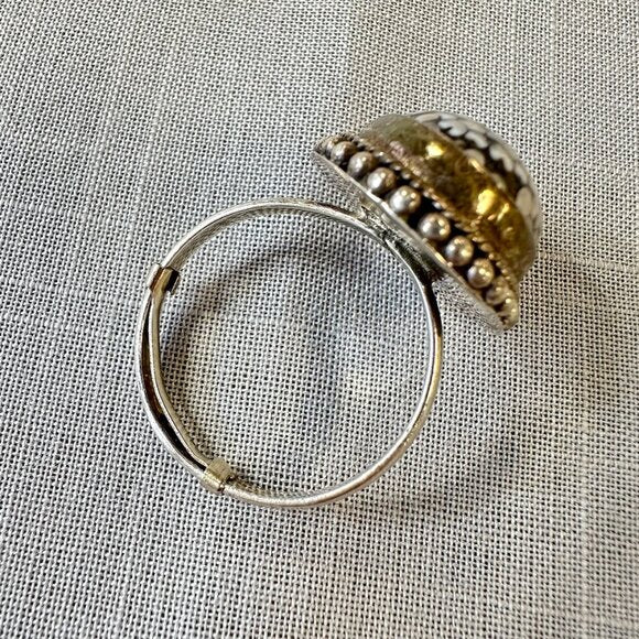 Vintage Snake Skin Agate Sterling Silver Ring