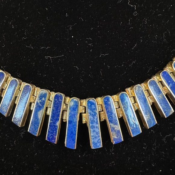 Vintage Smithsonian Institution Lapis Lazuli Sterling Necklace and Earrings