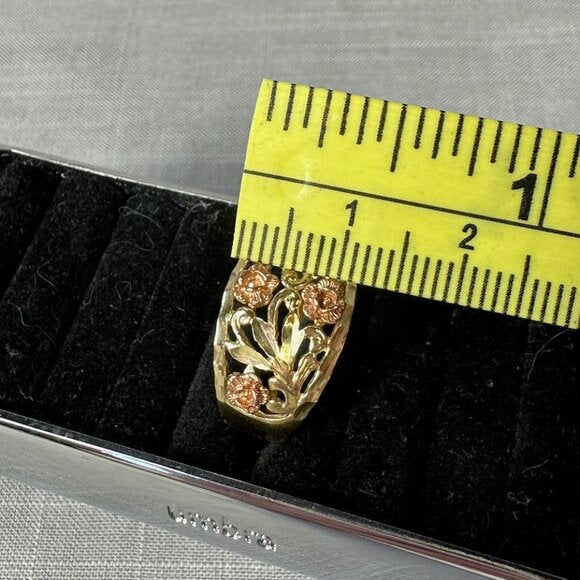 Vintage Black Hills 10K Gold Roses Filigree Ring size 6