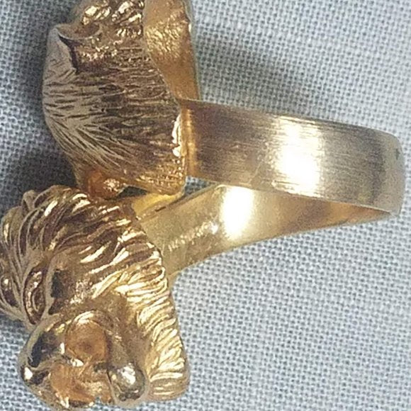 Vintage Napier signed Double Headed Lion Statement Ring