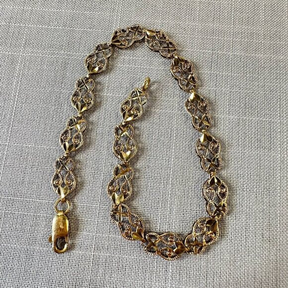 Vintage 10K Gold Filigree Link Bracelet