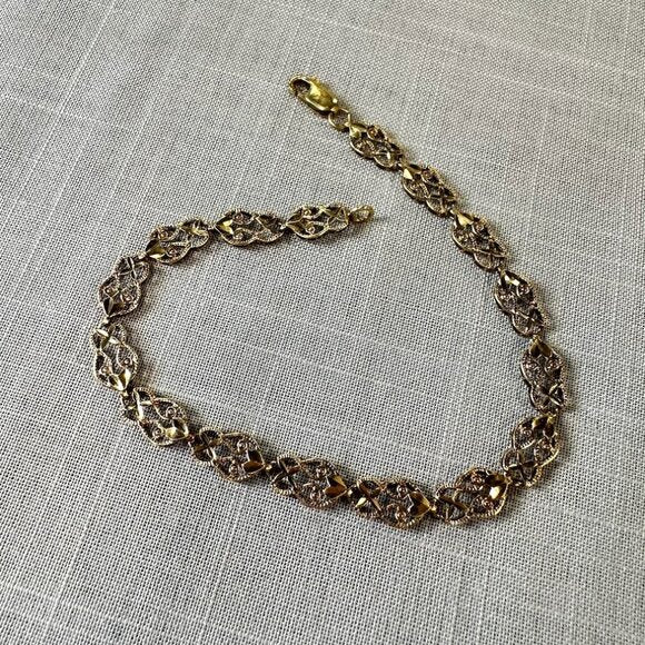 Vintage 10K Gold Filigree Link Bracelet