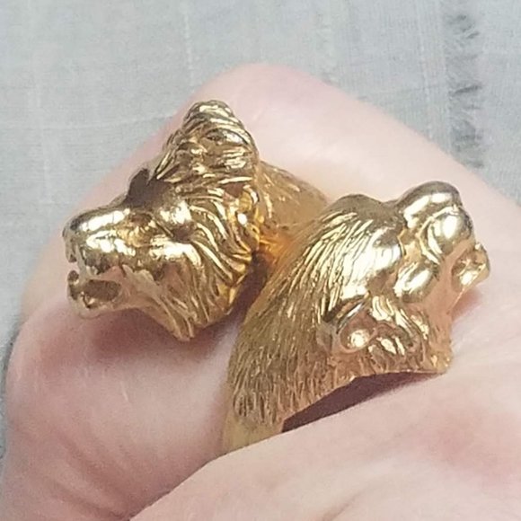 Vintage Napier signed Double Headed Lion Statement Ring