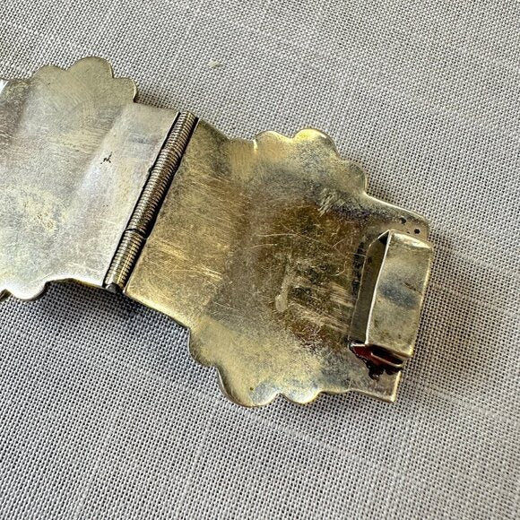 Vintage Mexico Sterling Silver Green Onyx Masks Bracelet