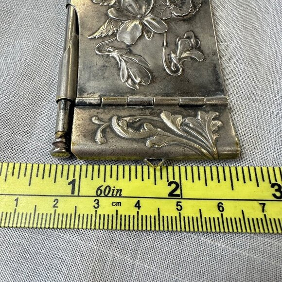 Antique Art Nouveau Silver Chatelaine Notebook Holder with Pencil