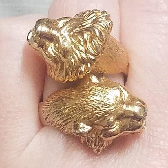 Vintage Napier signed Double Headed Lion Statement Ring