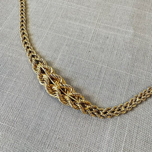 14K Diamond and Double Rope Chain Necklace and Earrings Set