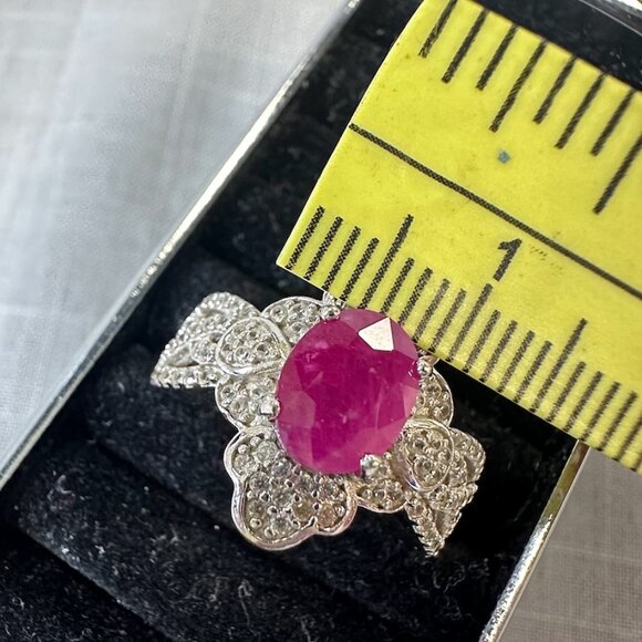 Vintage Style Sterling Silver Burmese Ruby Ring Size 6