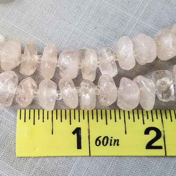 Vintage Rare Pink Quartz Necklace with Turbo Green Shell Pendants