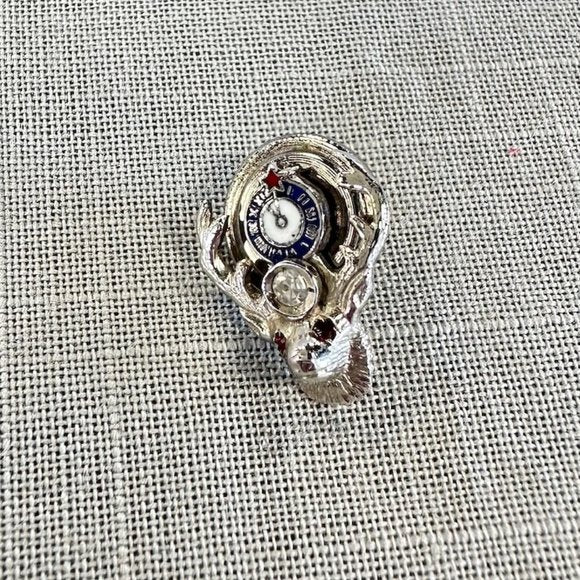 Vintage 14K white Gold BPOE Tack Pin with Ruby Chips and Diamond
