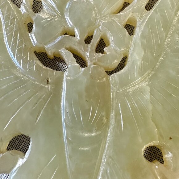 Antique Chinese Carved Jade Butterfly/ Moth Pendant