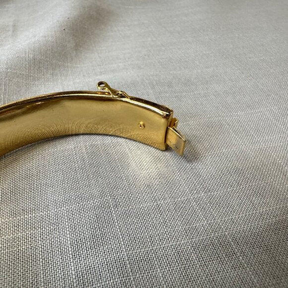 Vintage Damascene Birds and Flowers Hinged Bracelet