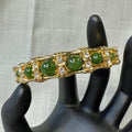 Vintage JBK Camrose & Kross Faux Jade and Gold Tone Bamboo Hinged Bracelet