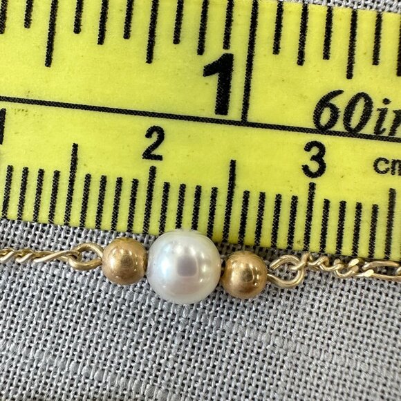 Vintage 10K Gold and Pearl Lariat Necklace