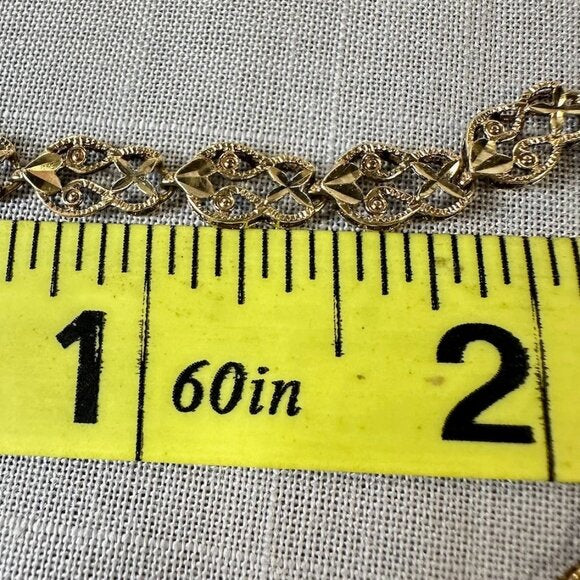 Vintage 10K Gold Filigree Link Bracelet
