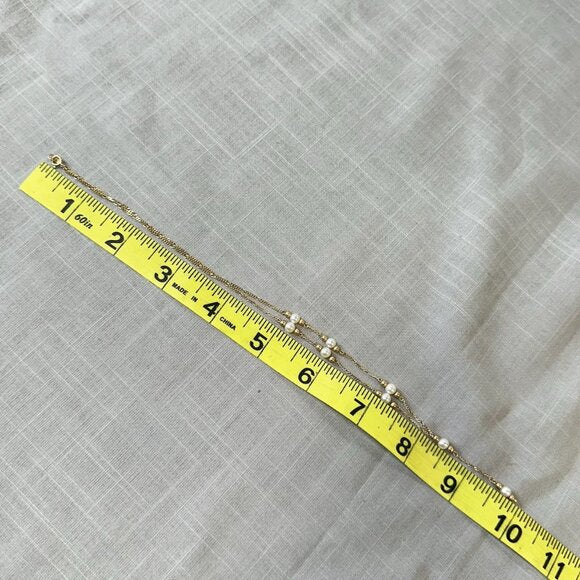 Vintage 10K Gold and Pearl Lariat Necklace