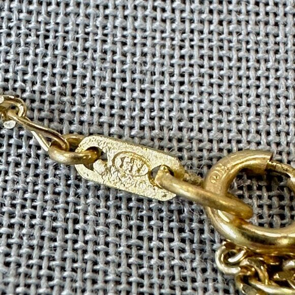 Vintage 10K Gold and Pearl Lariat Necklace