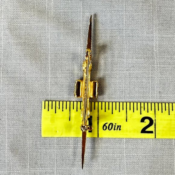 Vintage Antique Made in Austria Gold Bar Pin with Citrine Paste Stones
