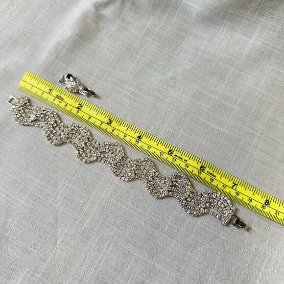 Vintage Camrose & Kross Wavy Rhinestone Bracelet with Extender