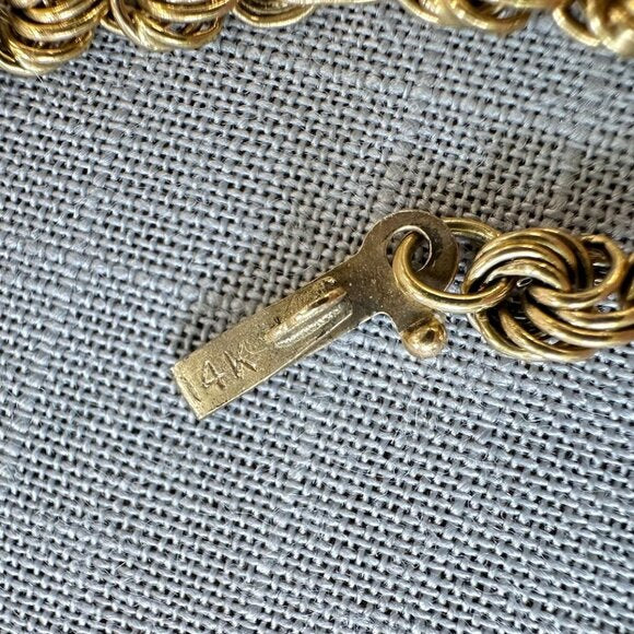 Vintage Rosette Lovers Knot Link 14K Gold Bracelet