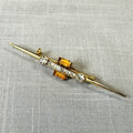 Vintage Antique Made in Austria Gold Bar Pin with Citrine Paste Stones